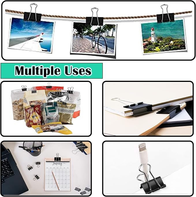 144 Pcs Binder Clips, 1-Inch Medium Paper Clamps - Image 6