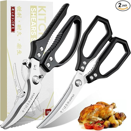 TIVOLI Kitchen Scissors Set Black, Japanese Stainless Steel Kitchen Shears by TIVOLI