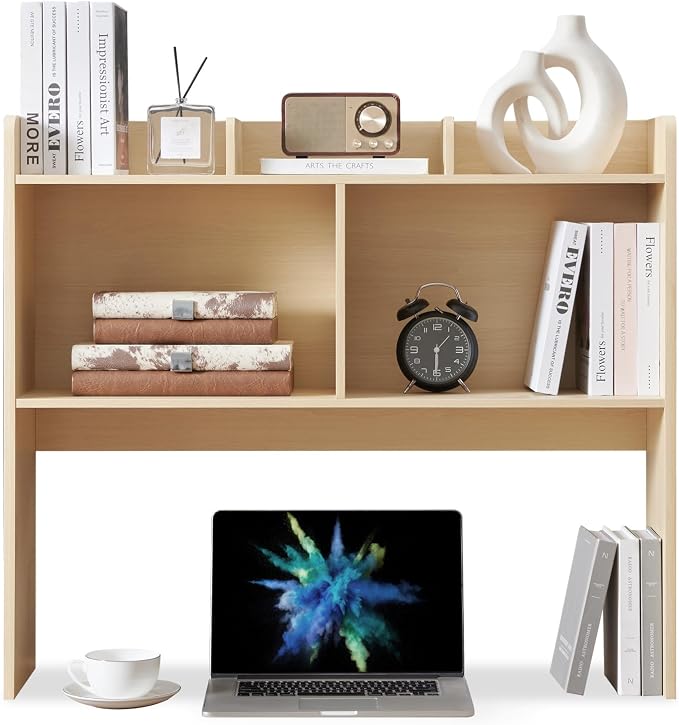 Nromant Desktop Bookshelf, Wooden Desk Storage Hutch - Image 8