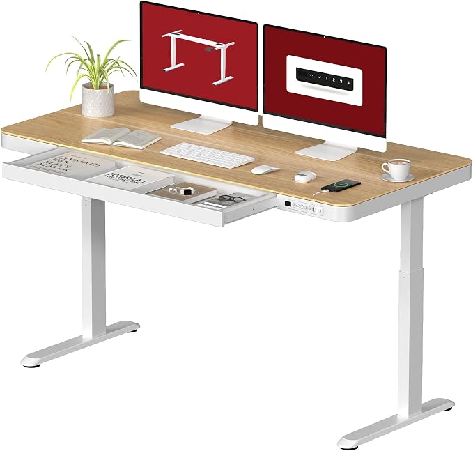 Standing Desk with Drawer, Electric Height Adjustable Home Office Desk with by sanodesk