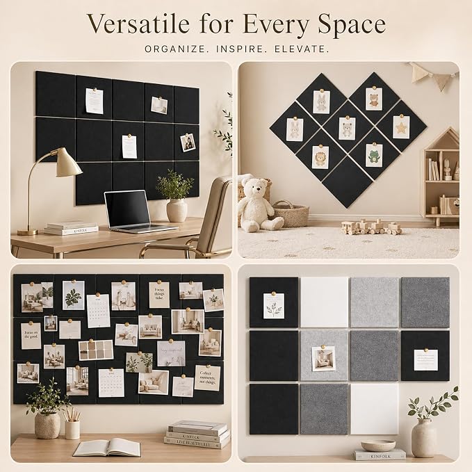 Felt Bulletin Board Tiles, Cork Board Alternative, 48 x 36 in | 0.35 in modular - Image 6