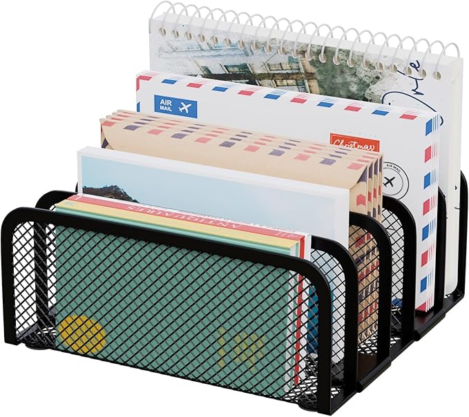 Mail Organizer Countertop, Metal File Holder by GDINDINFAN