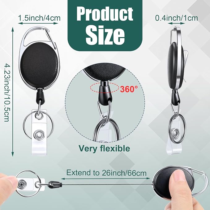 Honoson 20 Pcs Heavy Duty Retractable Badge Reels Batch ID Badge Holder - Image 2