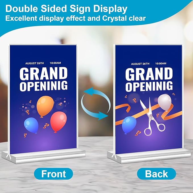 Acrylic Sign Holder 5 x 7, 10 Pack Clear Table Menu Vertical Display Stand - Image 6
