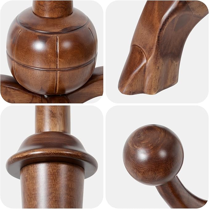 Coat Rack Freestanding Wood Coat Tree Rack with 8 Hooks, Creative Design Tree Branch-look, Standing Coat Rack Clothes Hanger Stand with Stury Base for Entryway, Hallway, Bedroom - Load 160lb (Walnut)-DeskLoop Office