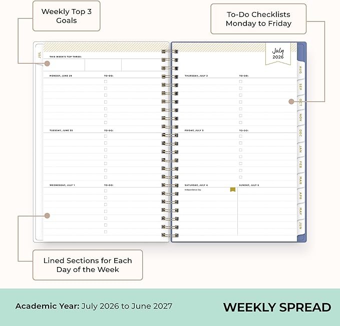Blue Sky Day Designer 2026-2027 Weekly and Monthly Academic Year Planner - Image 3