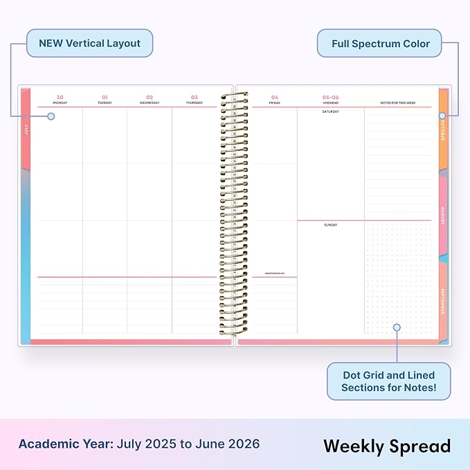 Blue Sky Livewell Weekly and Monthly Academic Year Planner Calendar, July - Image 3