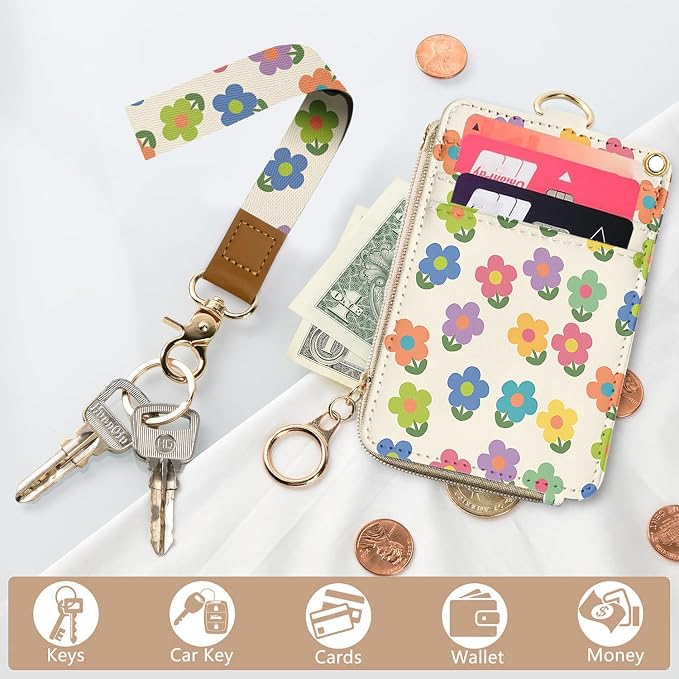 bolimoss 2-in-1 ID Badge Holder & Lanyard Wallet, Cute Floral Lanyard - Image 2