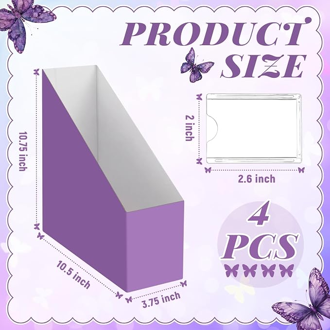 AmazingSpark Set of 4 Purple Butterfly Magazine Holder Decorative Foldable - Image 2