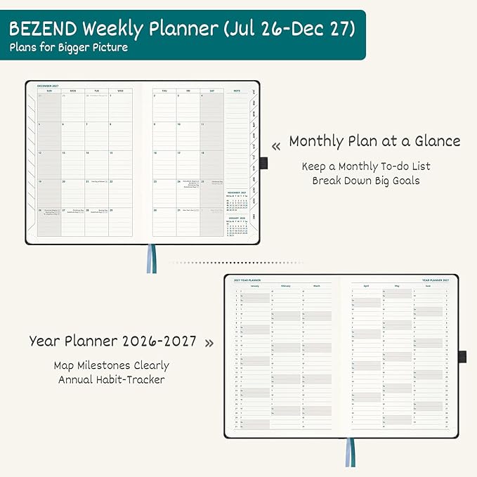 BEZEND Weekly Planner 2026-2027 Horizontal Layout Notebook 18 Months Academic - Image 3