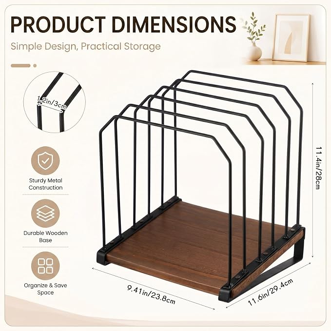 Novabright 2 Pack Inclined Desk File Organizer 5 Section Metal Vertical Folder - Image 2