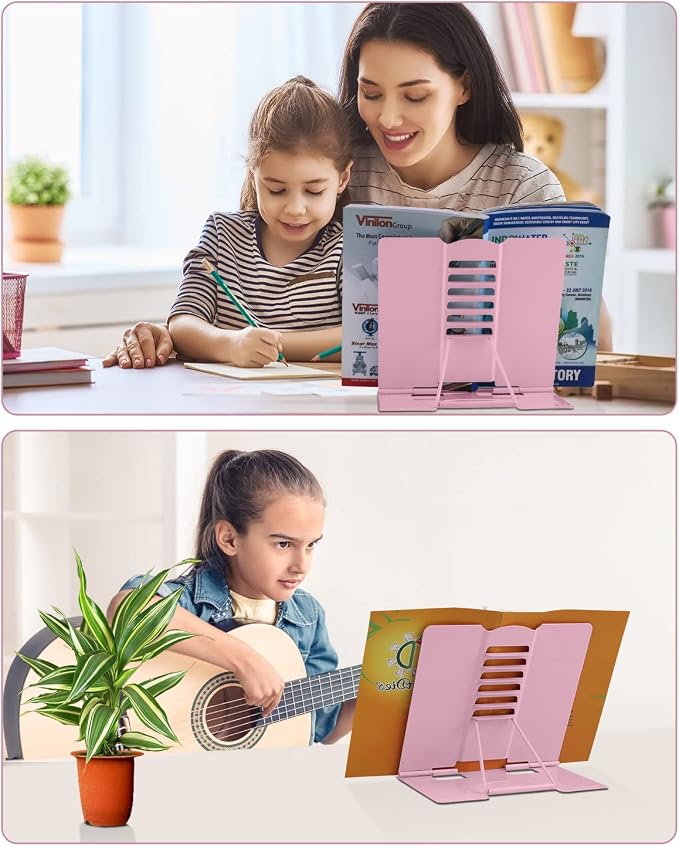 MSDADA Desk Book Stand Metal Reading Rest Book Holder Adjustable Cookbook - Image 8