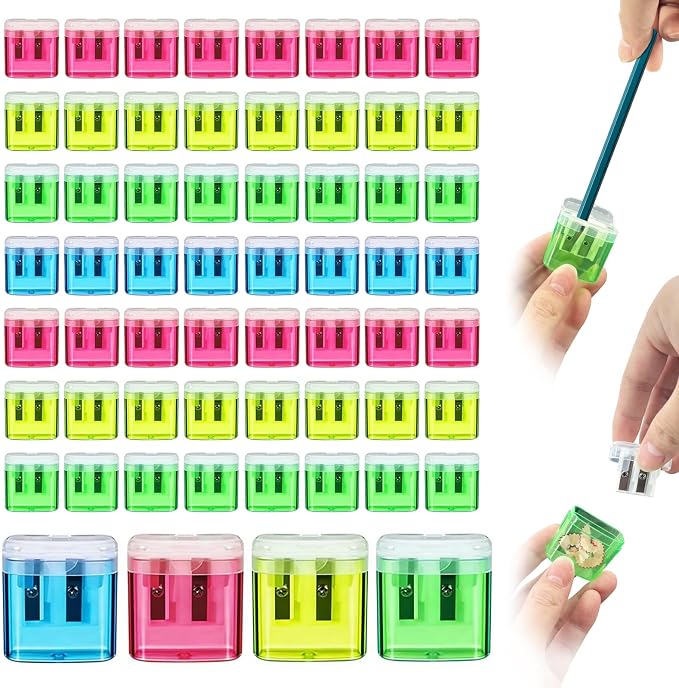 108 Pack Manual Pencil Sharpener Bulk, Double Hole Handheld Sharpener by Unknown