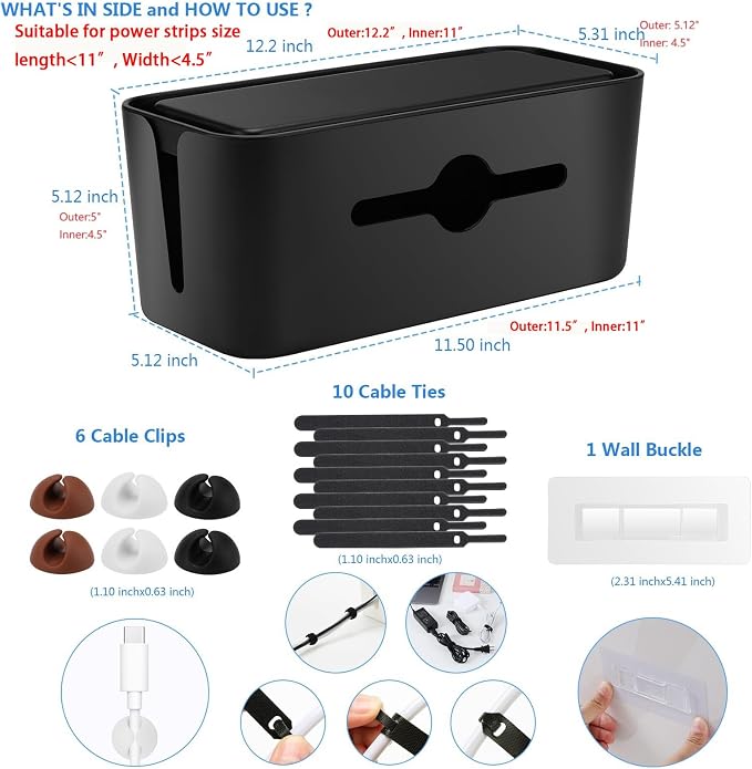 Cable Management Box, Cord Organizer Box - Image 7
