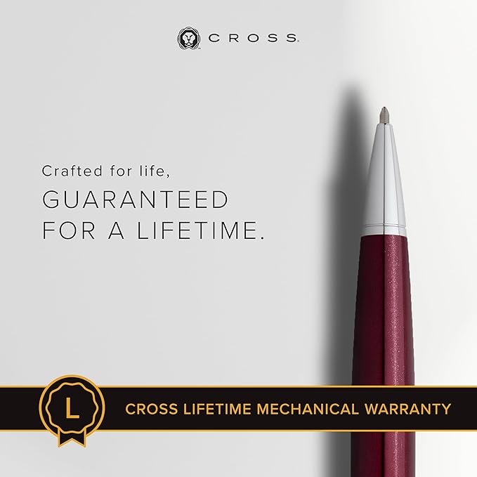 Cross Bailey Refillable Ballpoint Pen Presented in a Premium Gift Box - Medium Point, Black Ink, Red-DeskLoop Office