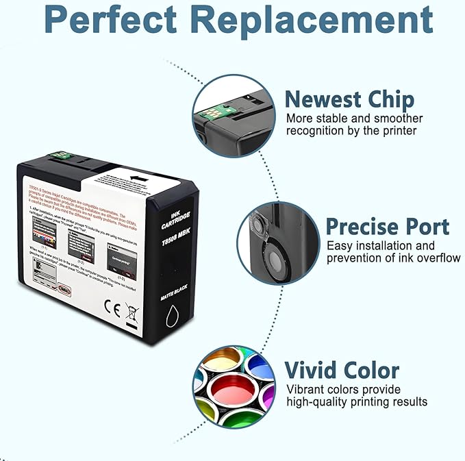 T850 Ink Cartridge T8508 T850800 Remanufactured Work for SureColor P800 (1-Pack, Matte Black)-DeskLoop Office