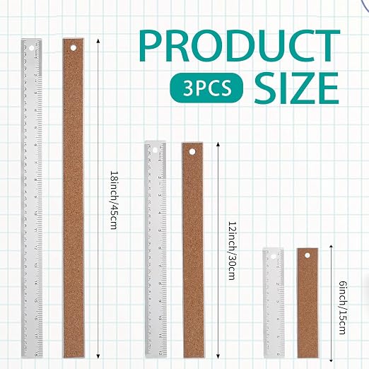 Metal Ruler 6+12+18 Inch Stainless Steel Ruler - Image 7