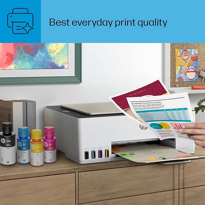 HP Smart Tank 5103 Wireless All-in-One Refillable Ink Tank Printer, Scanner, Copier with 2 Years of Ink and 100 Sheets of Photo Paper Included, Best for Home (5D1B2A)-DeskLoop Office