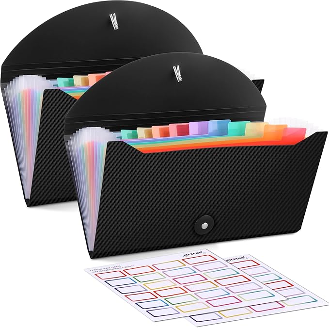 2Pcs Receipt Coupon Organizer, 13 Pockets Small Accordion File Organizer by Nicecho