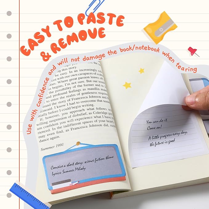 Hommie Sticky Notes Set, Teaching is A Work of Heart Divider Sticky Planner Sticky Note Teacher Appreciation Gift for School Supplies, Bible Supplies, Office Book Notes-DeskLoop Office