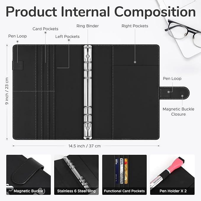 100 Envelopes Challenge Binder, A5 Money Saving Budget Binder with Upgraded Cash Envelopes & Pen, Budget Savings Challenge Book to Save $5,050, 3 Reusable Laminated Saving Challenge Tracker Included