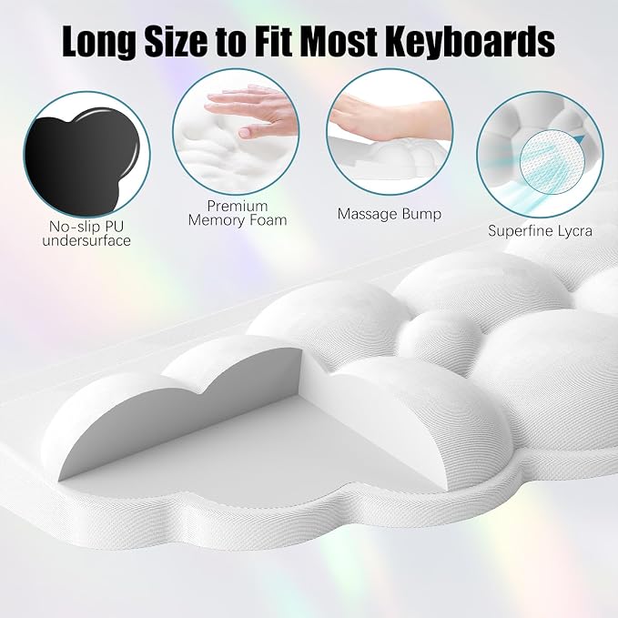 Ergonomic Wrist Rest for Keyboard and Mouse, Soft Memory Foam Cloud Keyboard - Image 5