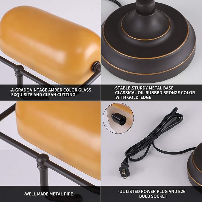 Banker Desk Lamp Touch Control, Vintage Banker's Desk Lamp - Image 6
