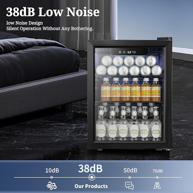 Antarctic Star Beverage Refrigerator Cooler 68 Can, Mini Fridge with Glass Door for Beer Drinks Wine,Freestanding Small Fridge with Electronic Temperature Control for Home and Bar,1.7 cu.ft-DeskLoop Office