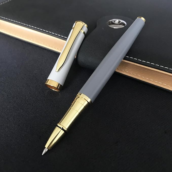 HSK Luxury Ballpoint Pens gift Pen Black Refill Line width 0.5mm,Best Ball Pen Gift Set for Men & Women Professional Executive,Office,Nice Pens Classy Gift Box (Grey)-DeskLoop Office