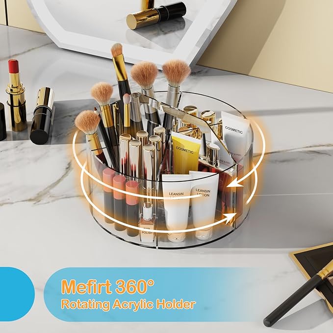 Acrylic Pen Holder, 360 Degree Rotating Pen Organizer, Rotating Desk Acrylic Office Organizer with 6 Compartments, Marker Organizer for Kid, Crayon Caddy School Art Supply Storage Organizer-DeskLoop Office