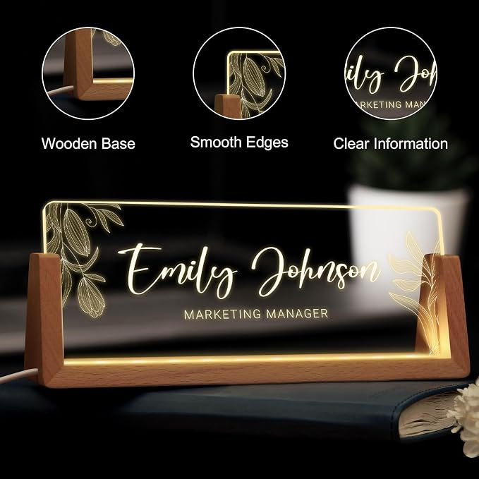 Custom Name Plate for Desk, Personalized Light Up Acrylic Desk Name Plate - Image 4