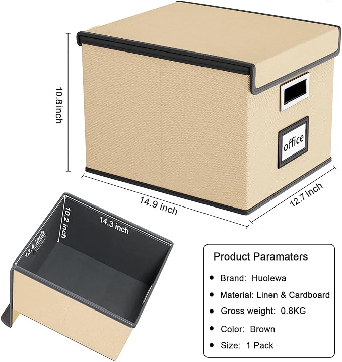 File Organizer Box with Lid, Collapsible File Folder Organizer - Image 6