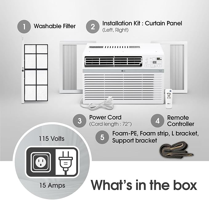 LG 10000 BTU Smart Wi-Fi Enabled, Ultra-Quite, Quick and Easy Installation Window Air Conditioner with Remote, ThinQ Technology, Washable Filter, Eco-Friendly R32 Refrigerant (White)