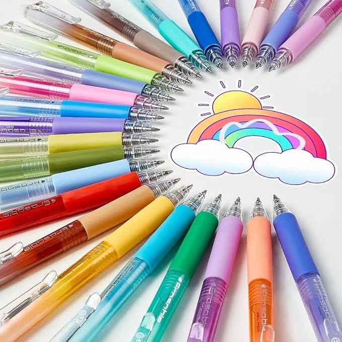 Retractable Erasable Gel Pens Clicker, Fine Point 0.7mm Smooth Writing Pens - Image 7