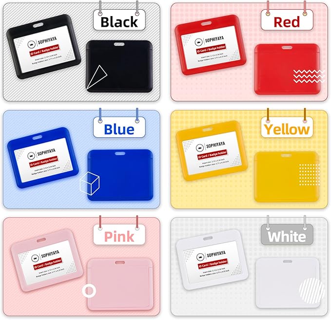 12 Pack Sliding Horizontal Badge Holder Hard Plastic Key Card Work Badge Sleeve - Image 4