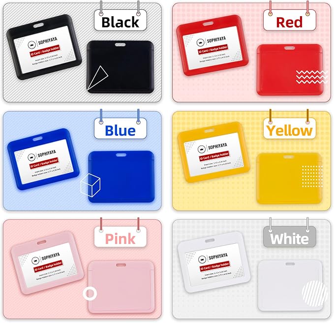 2 Pack Sliding Horizontal Badge Holder Hard Plastic Key Card Work Badge Sleeve - Image 4