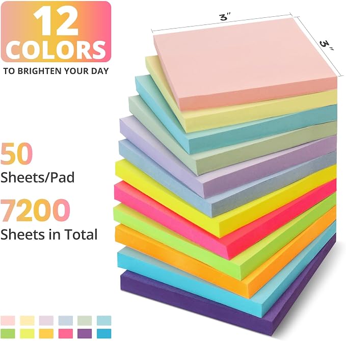 Sticky Notes, 144 Pads, 3x3 Inches Self-Stick Note Pads, and Daily Life - Image 2
