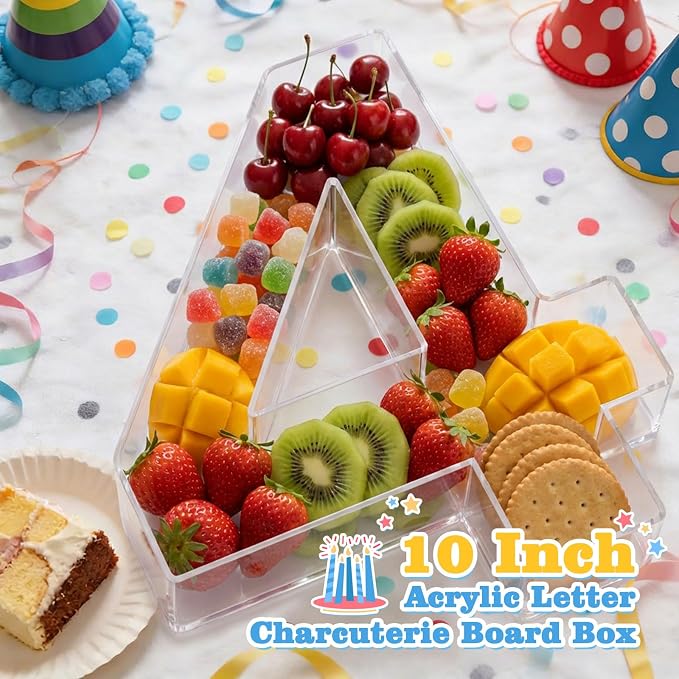 Ledido 10’’ Acrylic Number Charcuterie Board Box, Reusable Fillable Serving Tray - Image 2