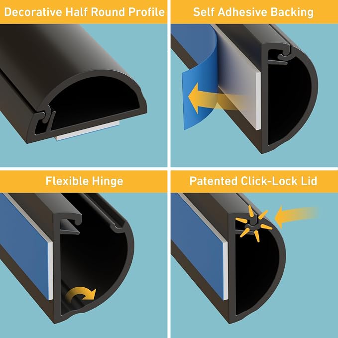 D-Line 157in Cord Hider Kit, Patented Cable Cover, Hide Wires on Wall, Channel - Image 3