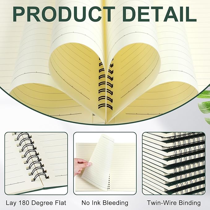 Yahenda 36 Pcs Spiral Notebook Bulk A5 Journal Lined 8.3'' x 5.5'' Writing Composition Paper Small Notepad Subject Notebook for Students Office Business Back to School Supplies (Deep Green)-DeskLoop Office