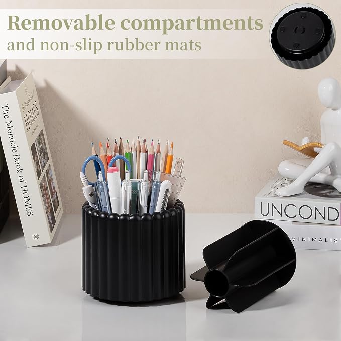 Anyoifax 360° Rotating Pen Holder 7 Slots Desk Organizer Removable Pencil Cup - Image 2