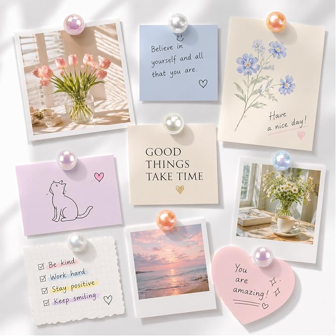 36 PCS Pearlescent Cute Push Pins, Colorful Decorative Push Pins Thumbtacks | - Image 3