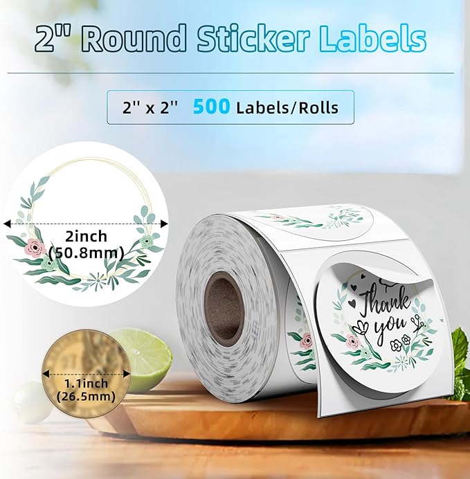 2x2 Round Thermal Labels A-DeskLoop Office