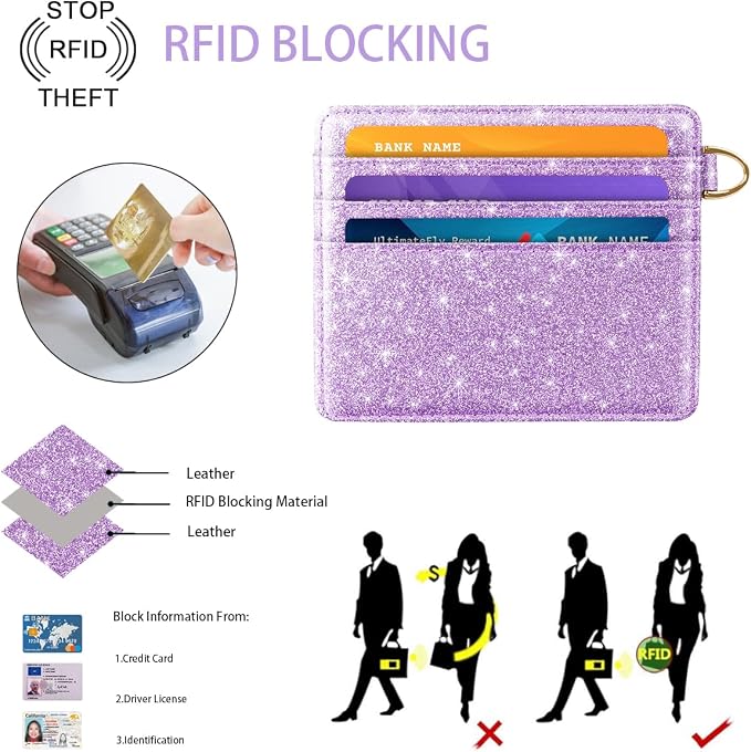 Slim Minimalist Front Pocket RFID Blocking Credit Card Holder Small Wallet Cute - Image 4