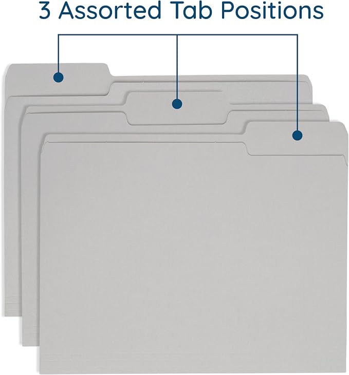 100 Blue Summit Supplies Gray File Folders Letter Size - Image 2