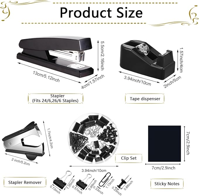 Office Supplies, Desk Accessories, Stapler and Tape Dispenser Set, 1000 Staples - Image 6