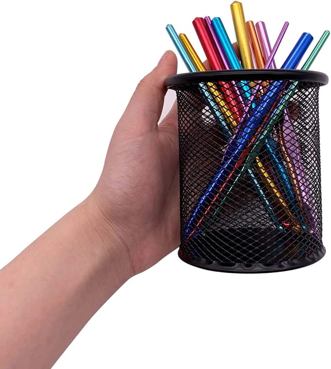 HSYMQ Black Pen Holder Cup for Desk, Pencil Cup Holder - Image 7