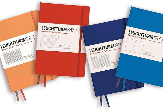 LEUCHTTURM1917 - Notebook Hardcover Medium A5-251 Numbered Pages for Writing and Journaling (Lobster, Squared)-DeskLoop Office