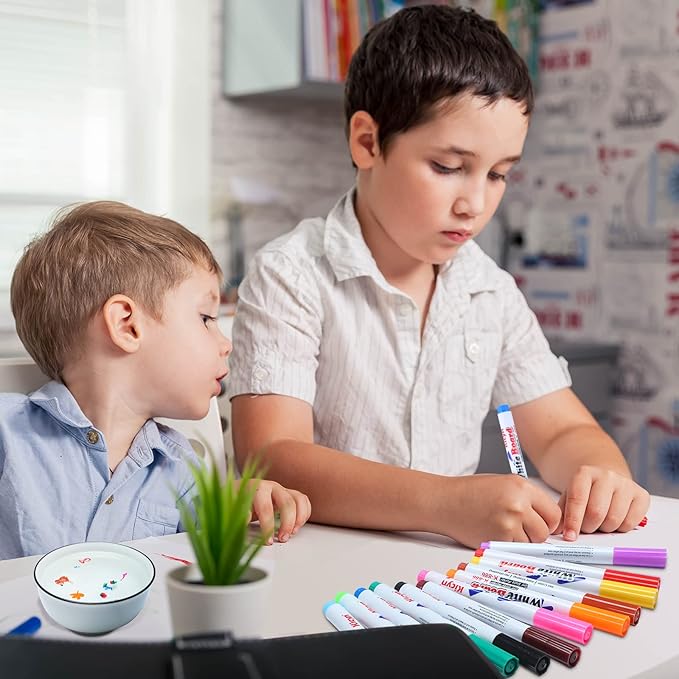 Teling 36 Pcs Magic Drawing Pen Bundle 12 Colors Magical Water Painting Pens for Kids Create Magic Pen Floating Ink Drawings Set with Spoons and Towel, Tattoo Water Marker Xmas Gift for Boy and Girl-DeskLoop Office