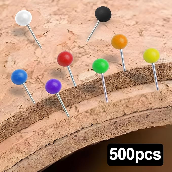 500Pcs Black Map Pins, 1/8 Inch Map Tacks, Round Ball Head Map Push Pins - Image 5
